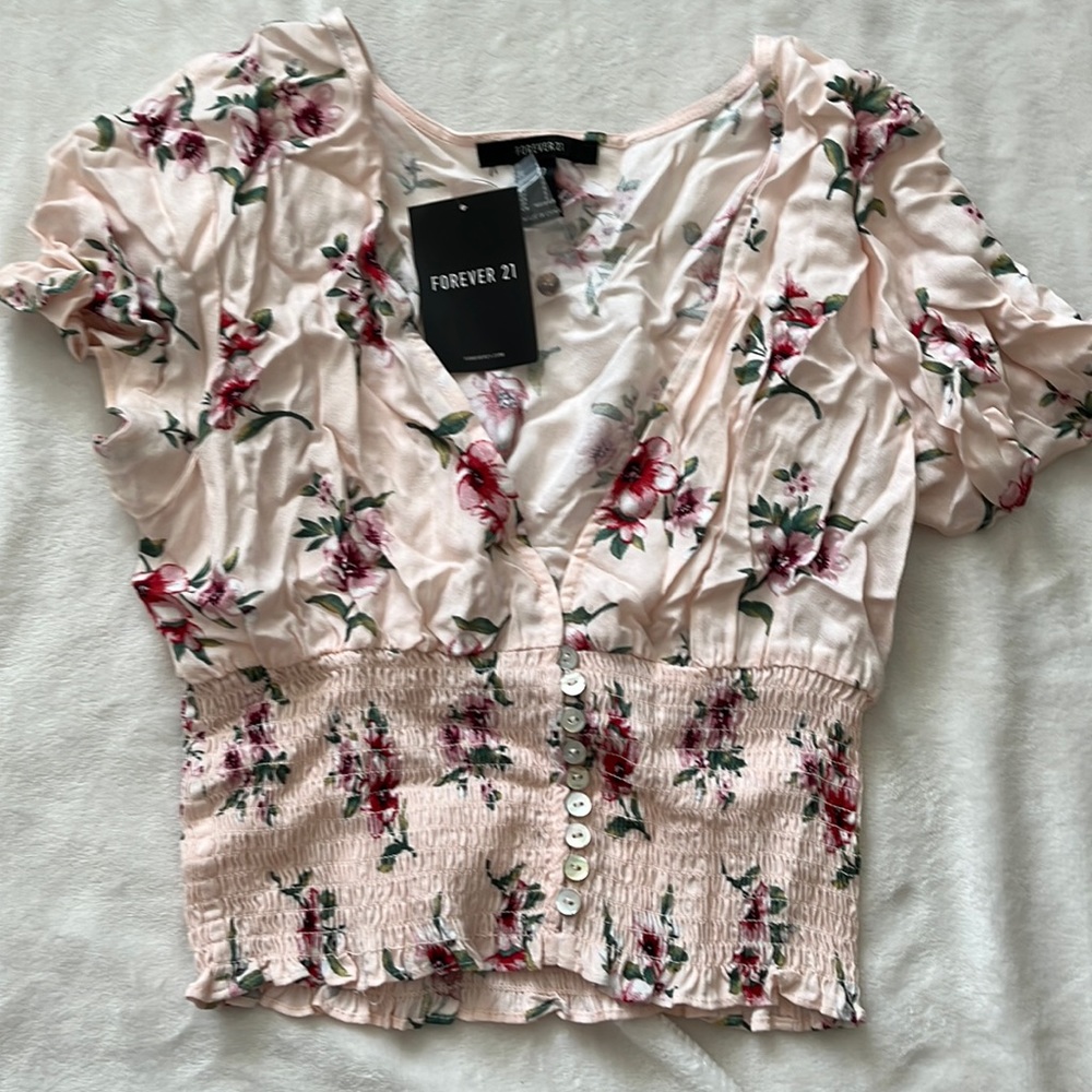 Blush Pink Floral Crop Top